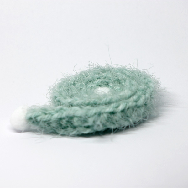 Handknitted fluffy mint Scarf with PomPoms