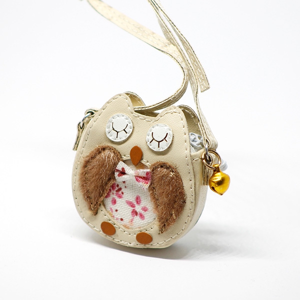 Pale brown Owl Bag with Metal Bell
