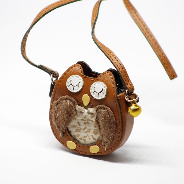 Brown Owl Bag with Metal Bell
