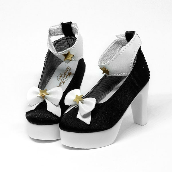 Schwarze High-Heels mit Schleife und Sternchen