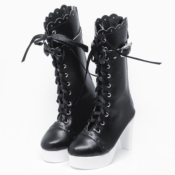 Black Lolita Boots with Ribbon