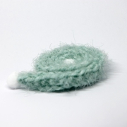 Handknitted fluffy mint Scarf with PomPoms