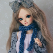 Handknitted blue Scarf with PomPoms