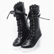 Schwarze Lolita Stiefel mit Schleife