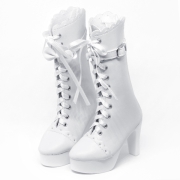 White Lolita Boots with Ribbon